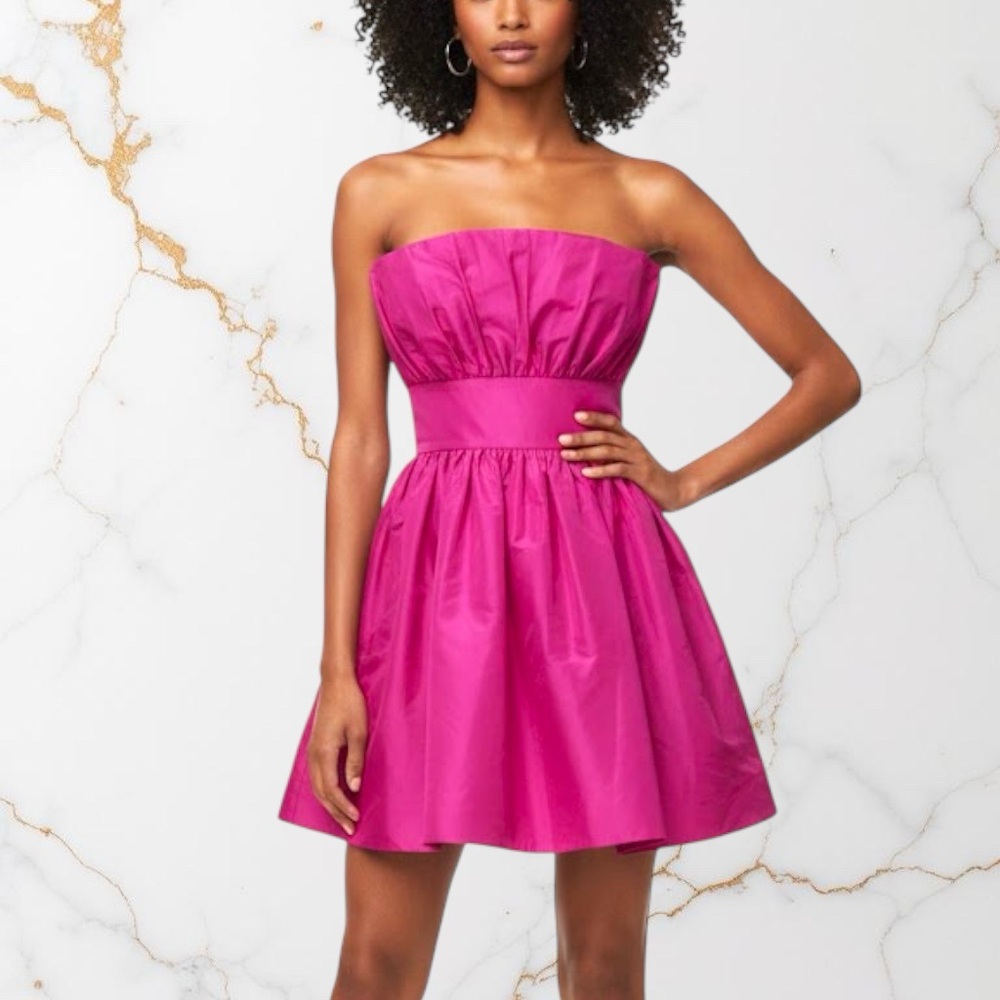 Liv Foster Fuchsia Tissue Taffeta Strapless Mini Dress - Size 6 / UK 10 New